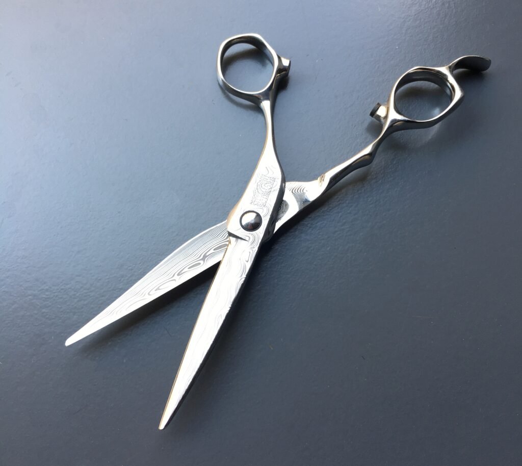 Hair-cutting shears from Japanese company Mizutani - made from hand-forged Damascus steel