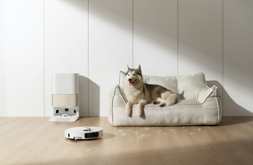Best Robot Vacuum for Pet Hair - Robot vacuum cleaning pet hair on hardwood floor