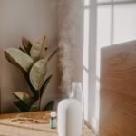 Cool Mist vs Warm Mist Humidifier - White humidifier emitting cool mist on bedroom nightstand